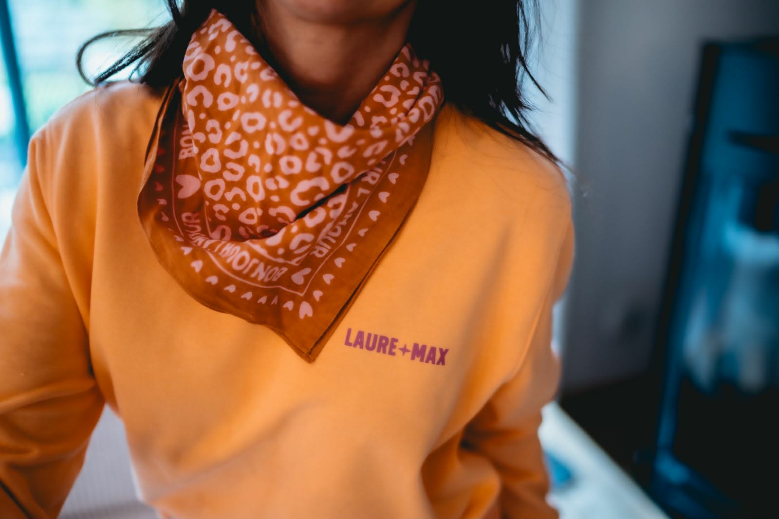 Petit Foulard Léo Rose/Marron