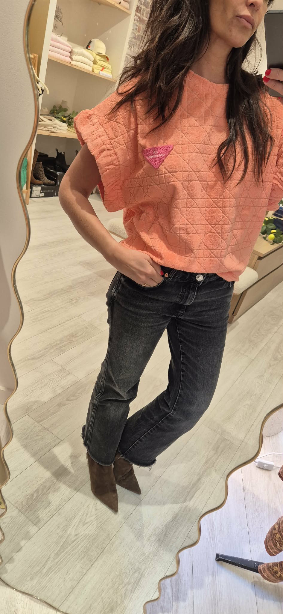 T shirt éponge orange corail