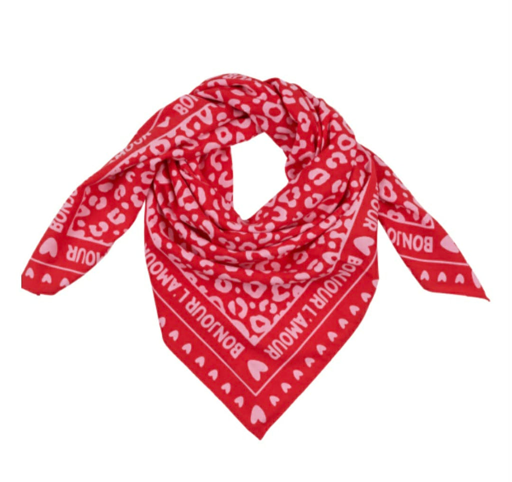 Grand Foulard Léo Rose/Rouge