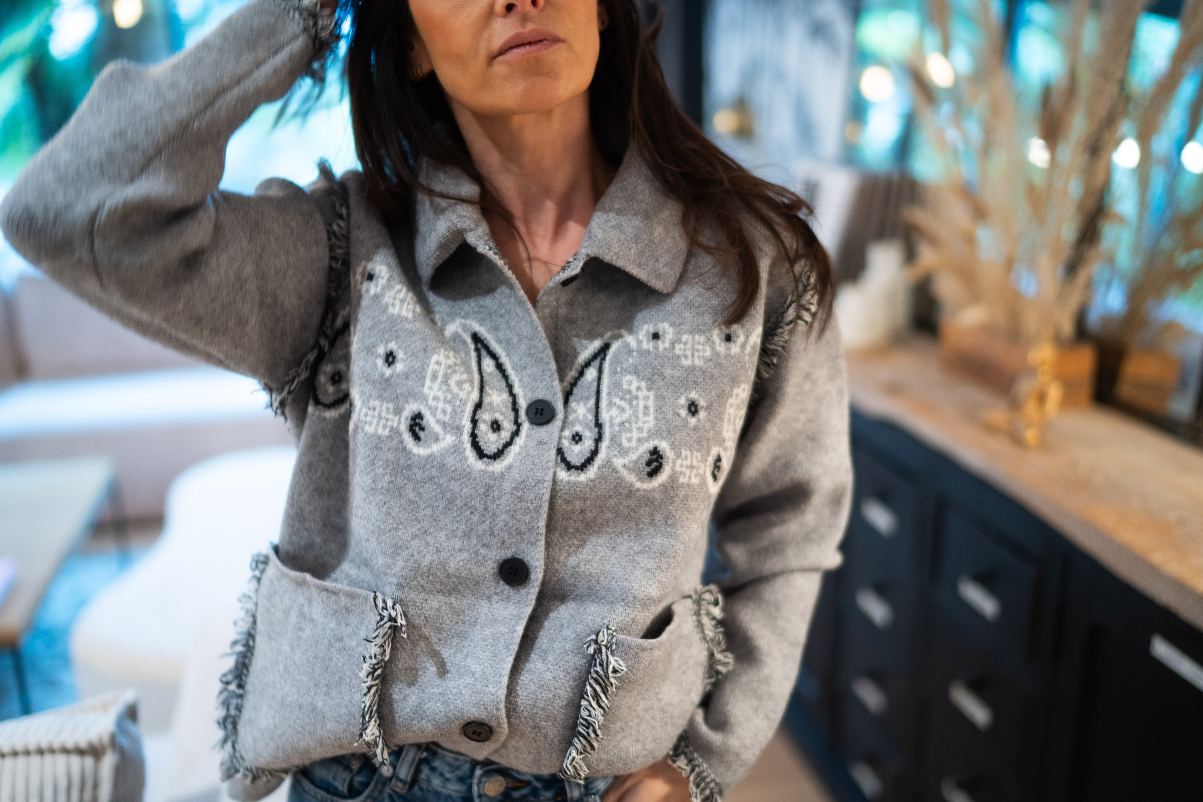 Veste Gilet Bandana Gris