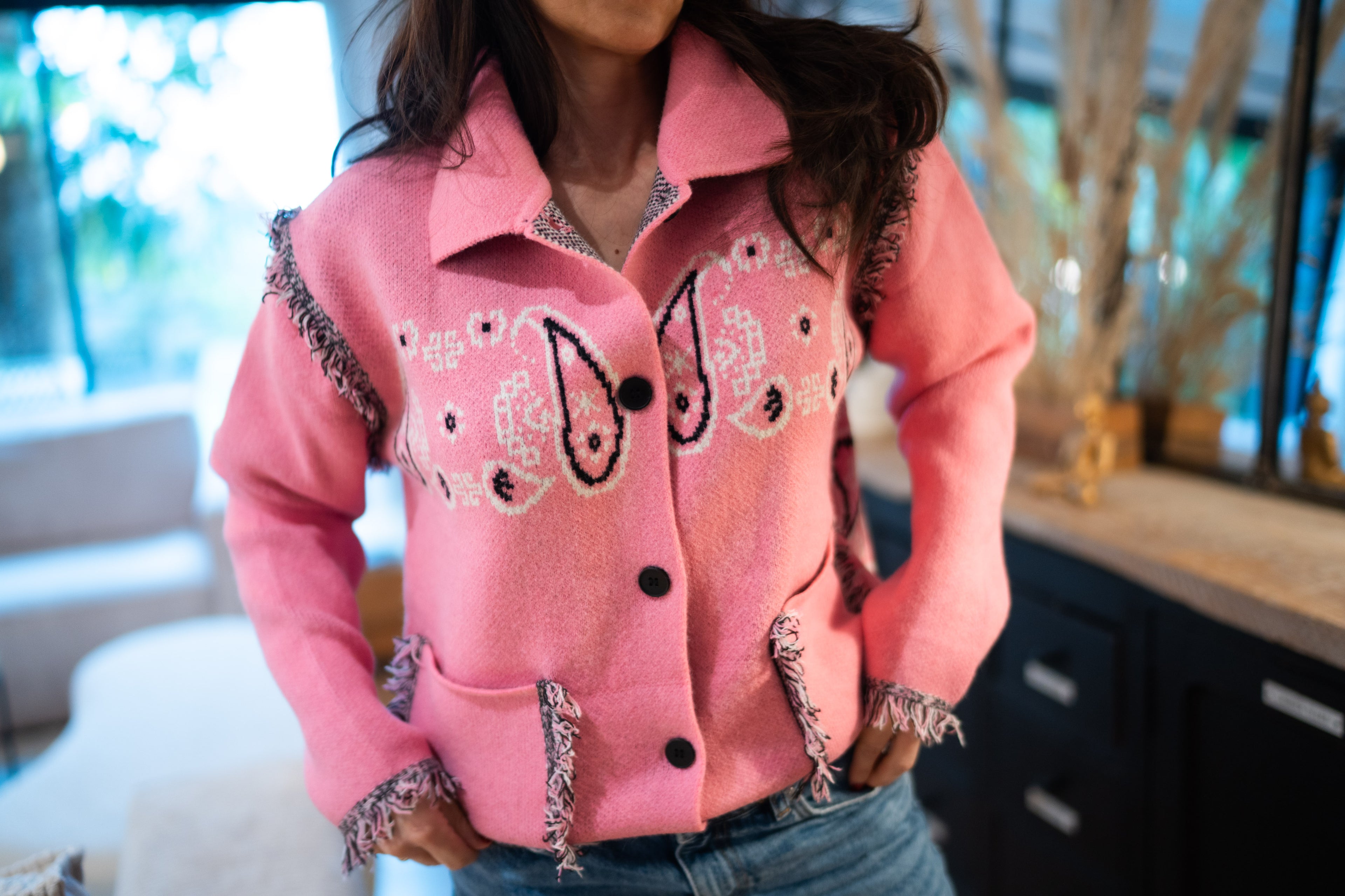 Veste Gilet Bandana Rose