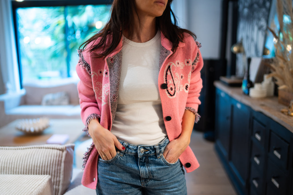 Veste Gilet Bandana Rose