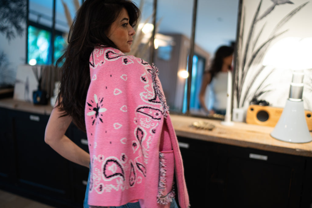 Veste Gilet Bandana Rose