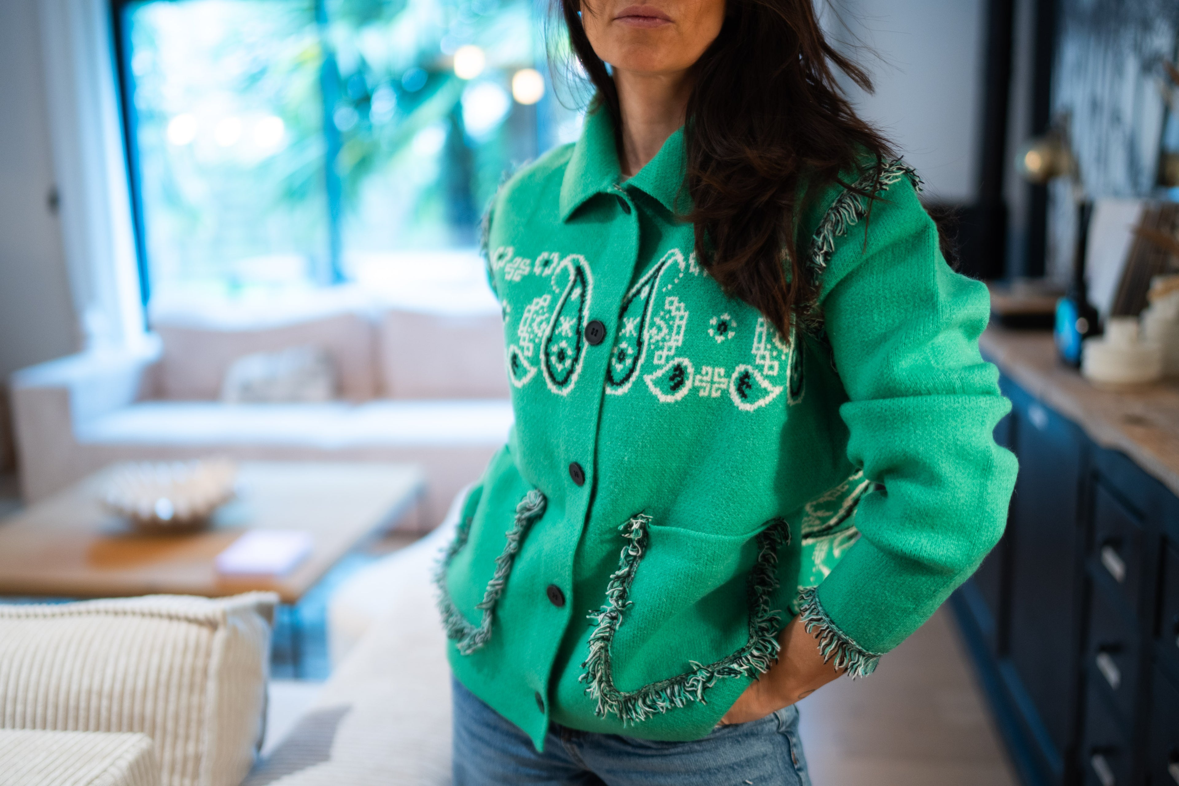 Veste Gilet Bandana Vert