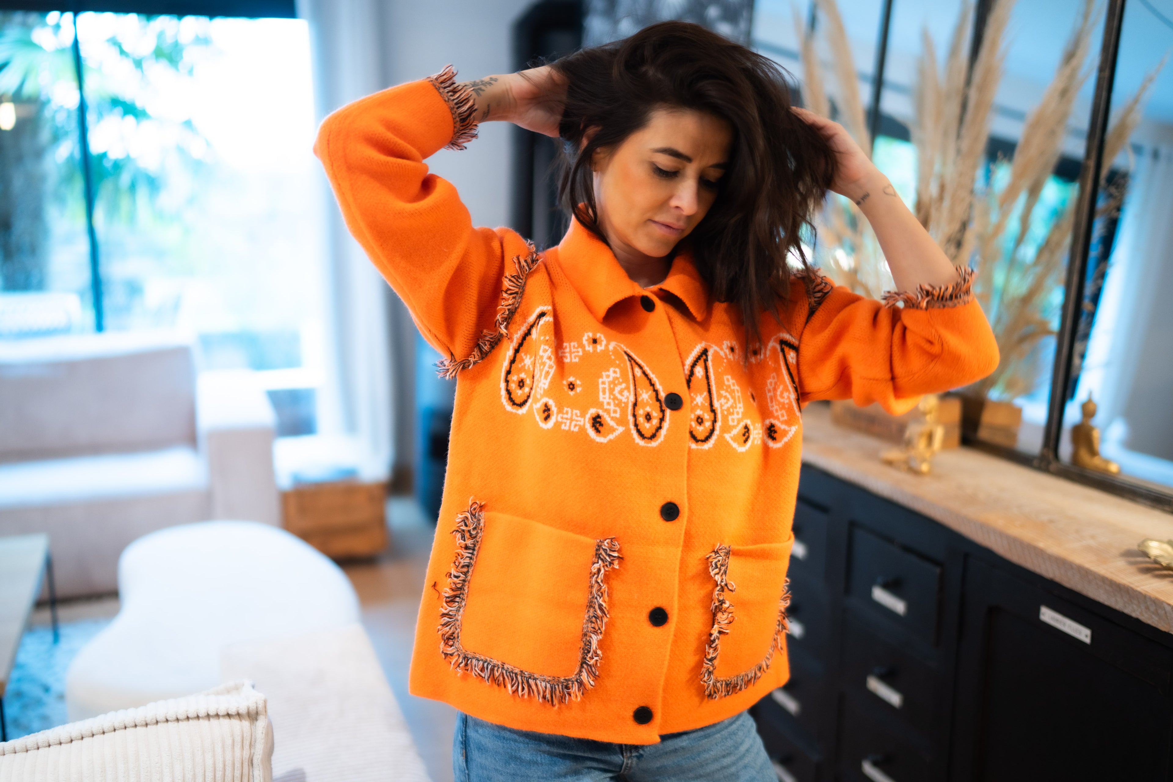 Veste Gilet Bandana Orange