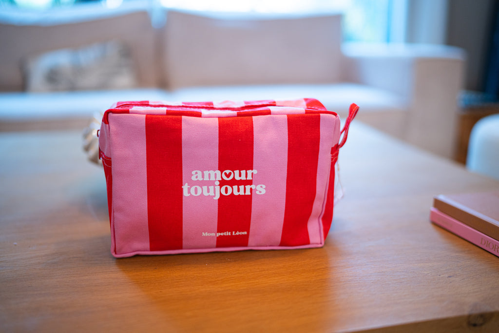 Trousse de toilette rose rouge