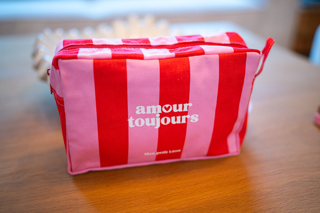 Trousse de toilette rose rouge