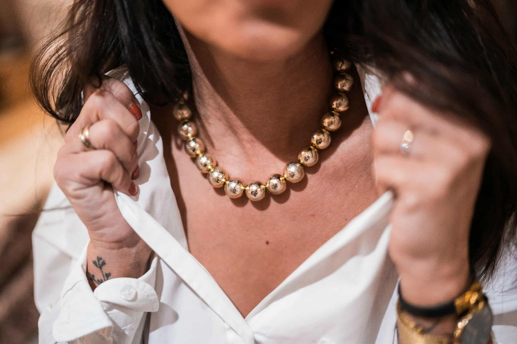 Collier perles dorées