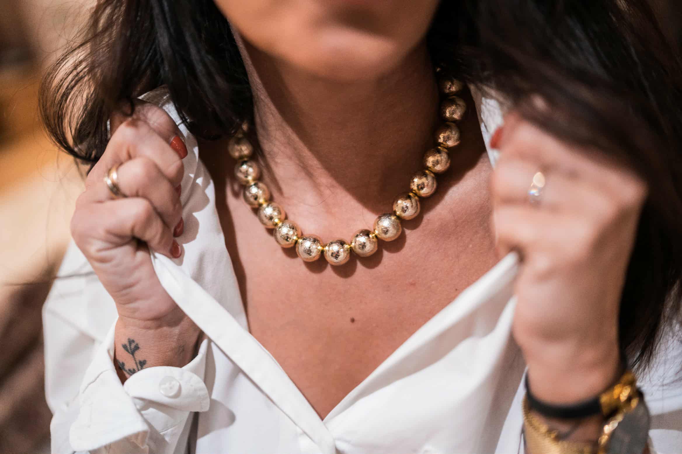 Collier perles dorées