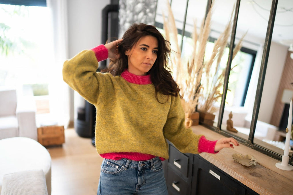 Pull Sonia vert/rose