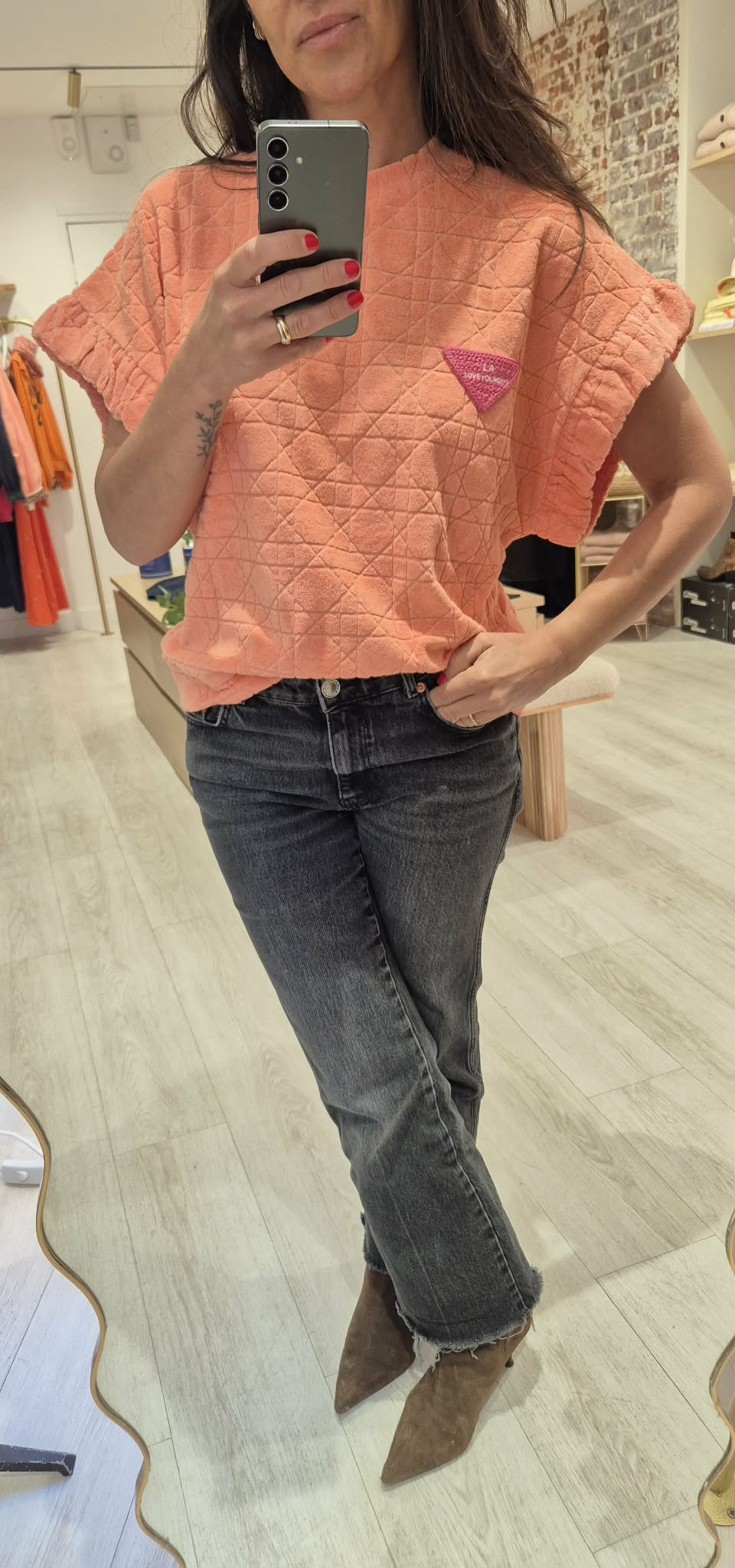 T shirt éponge orange corail