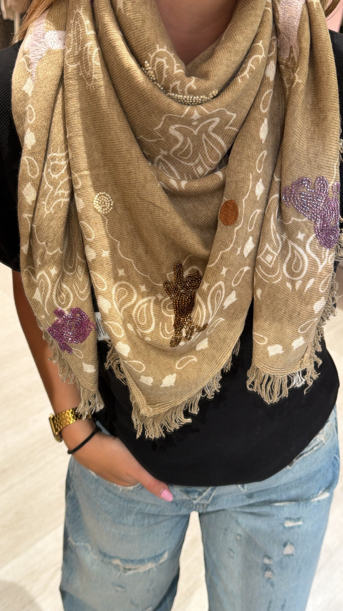 Foulard Bandana beige