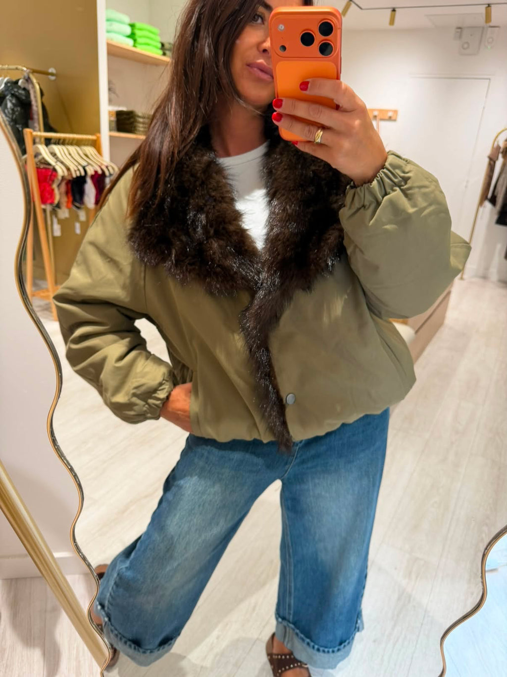 Manteau kaki fausse fourrure