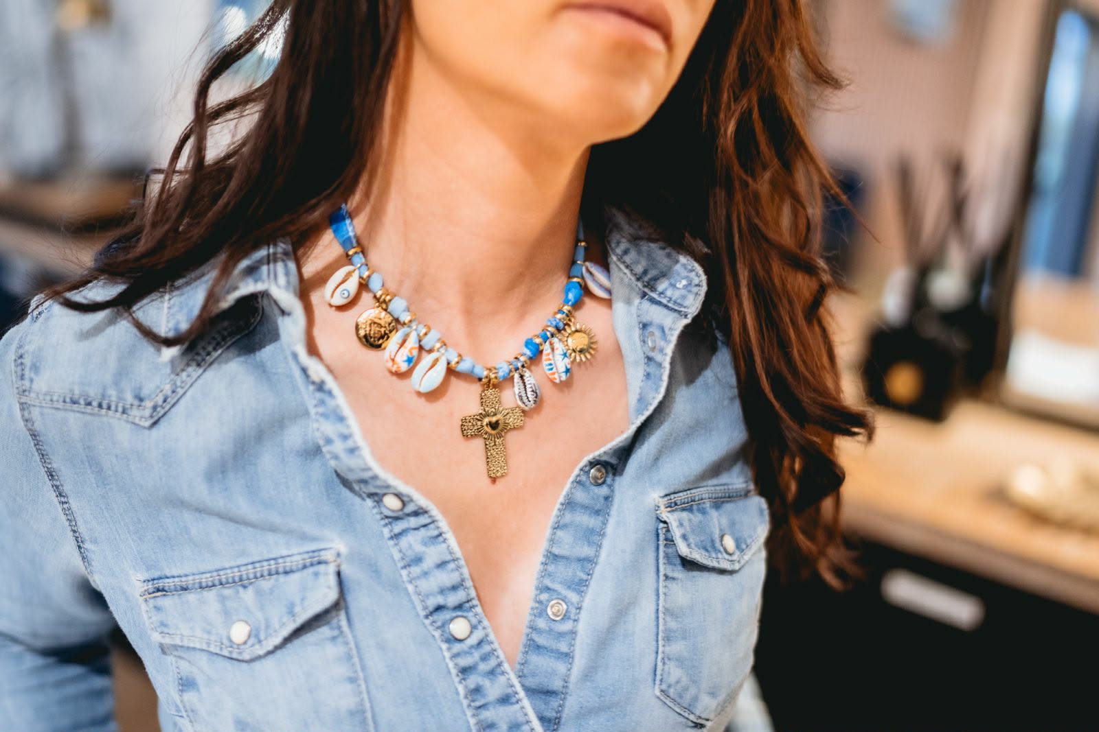Collier Croix Bleu