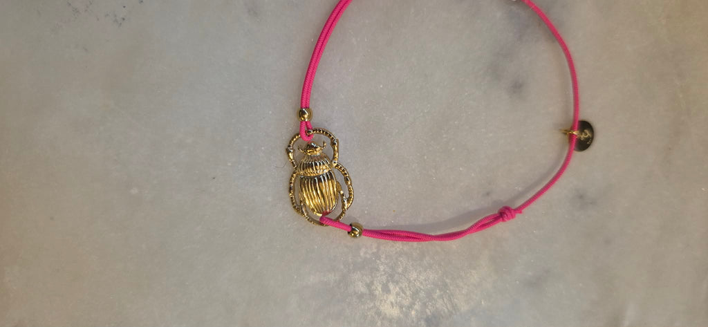 Bracelet scarabée Rose Fluo