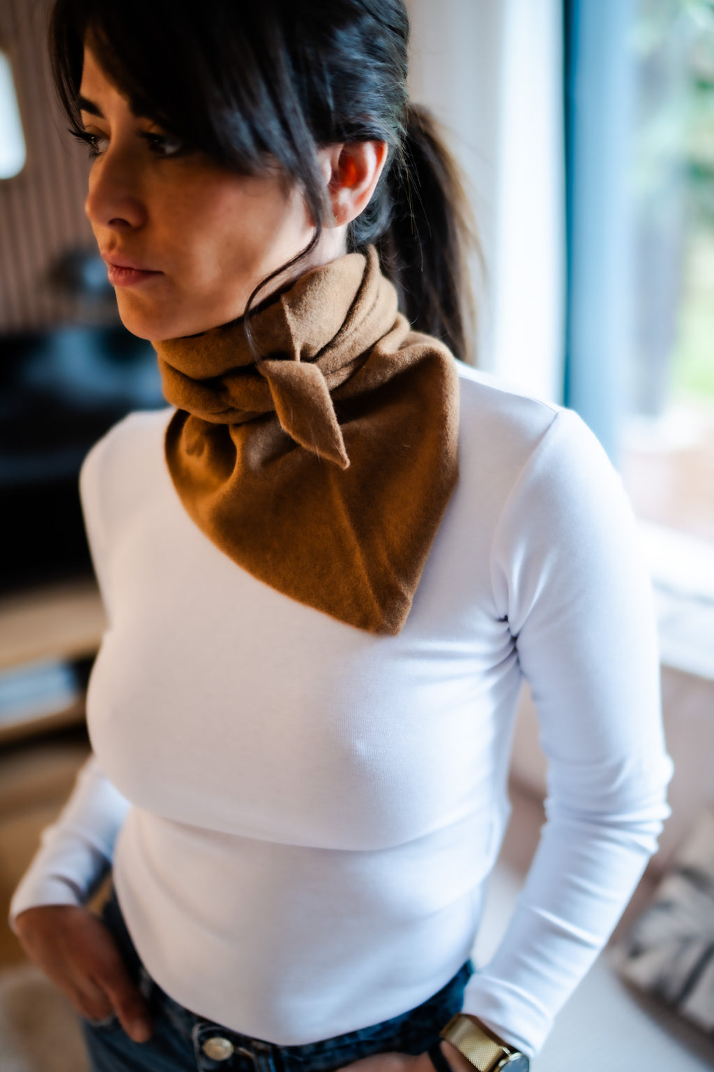 Foulard en laine Camel