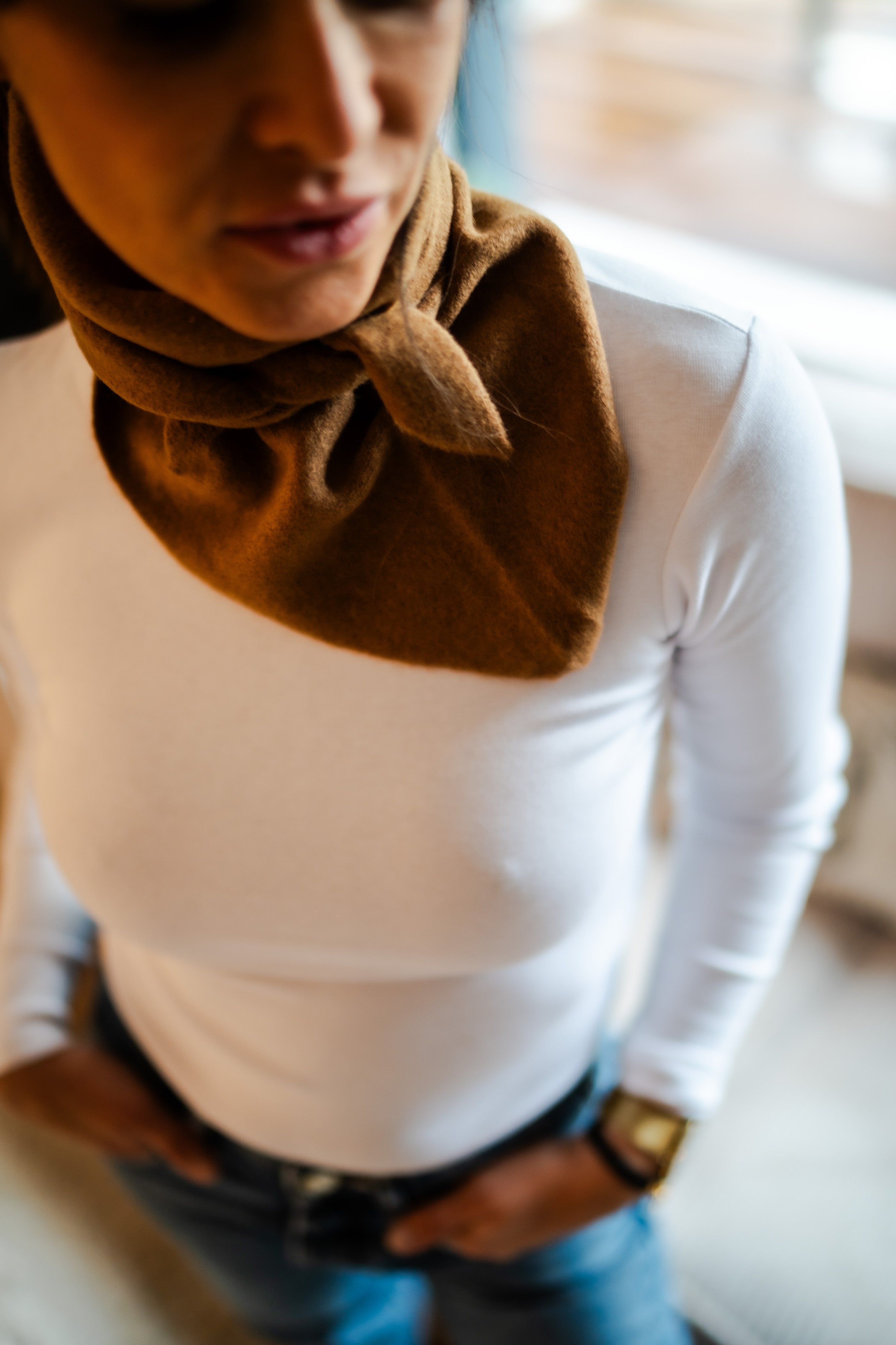 Foulard en laine Camel