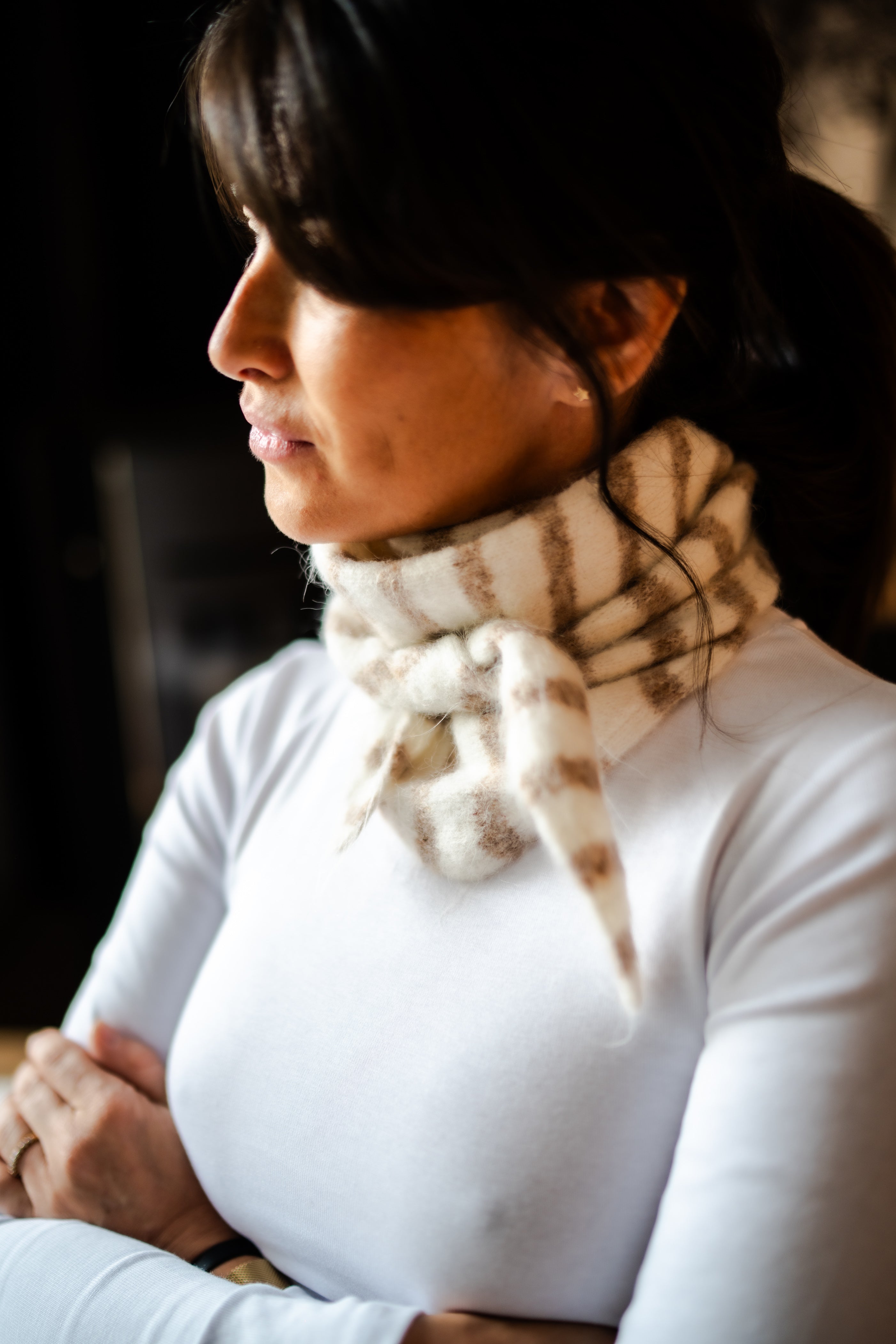 Foulard en laine rayé
