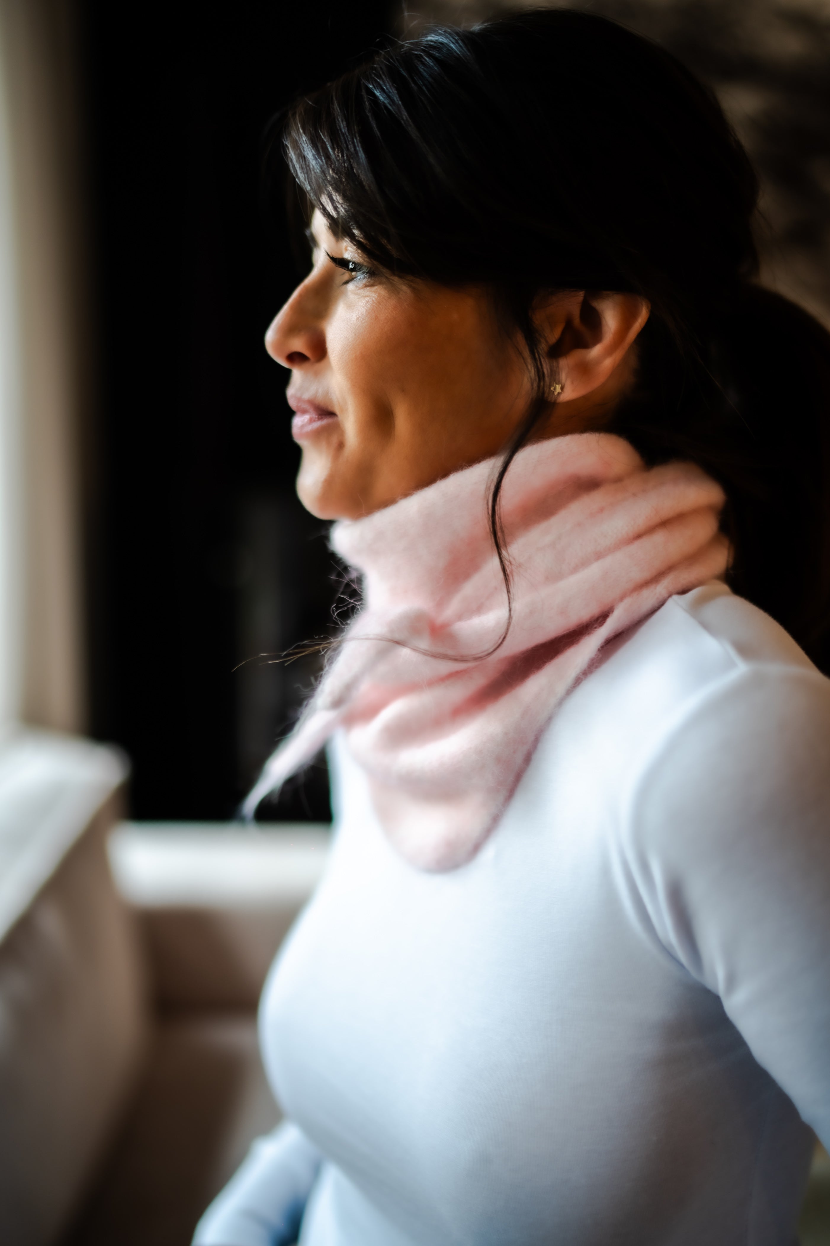 Foulard en laine rose