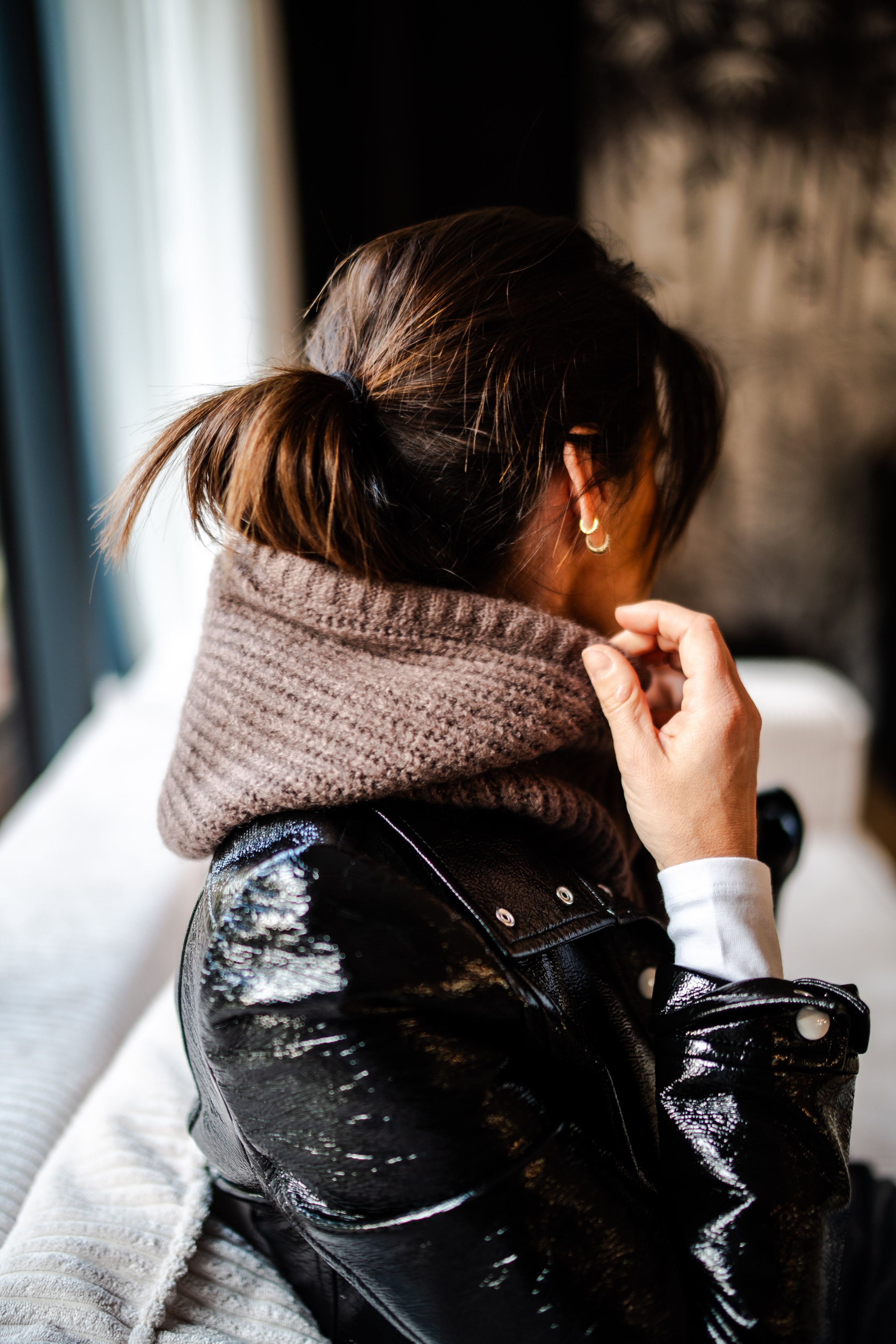 Cagoule en laine Taupe