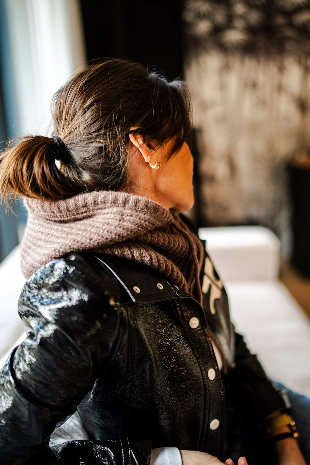 Cagoule en laine Taupe