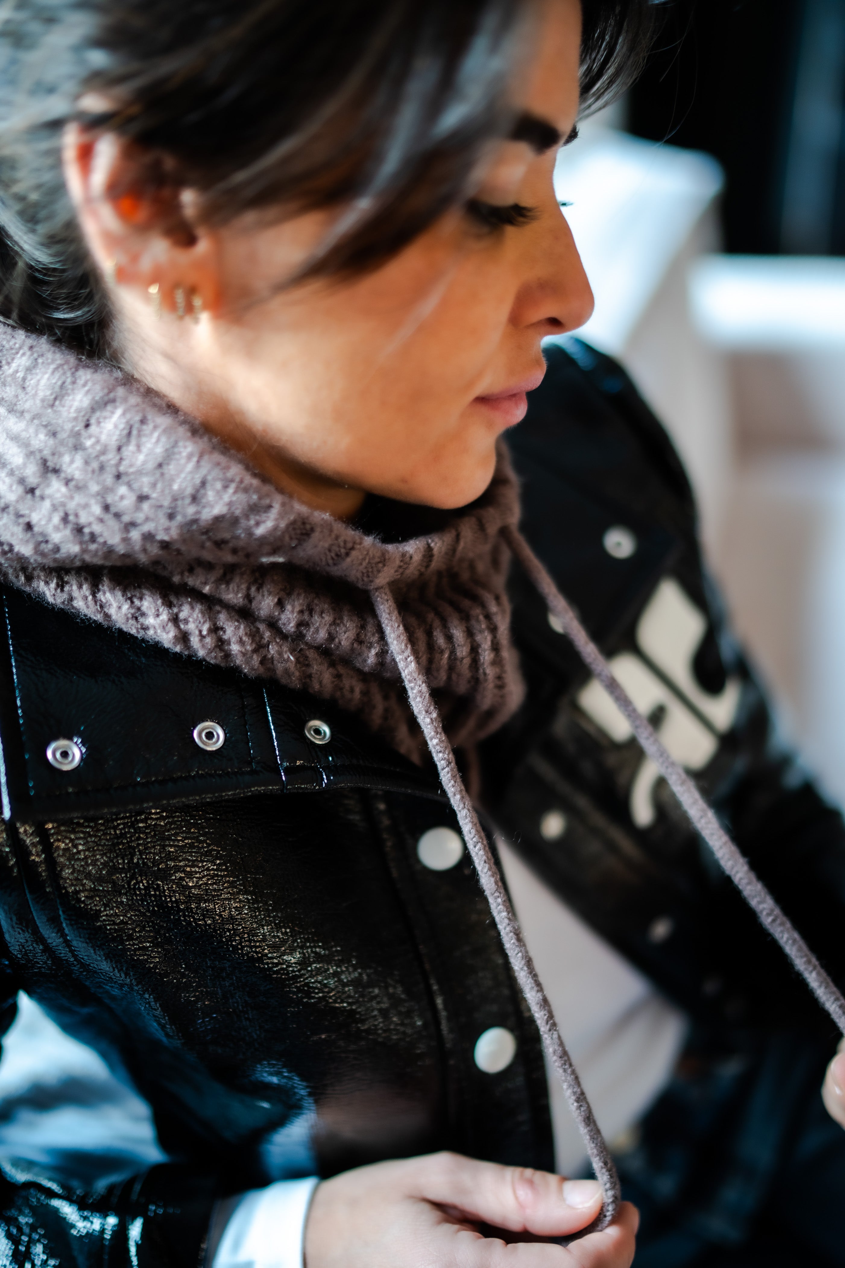 Cagoule en laine Taupe