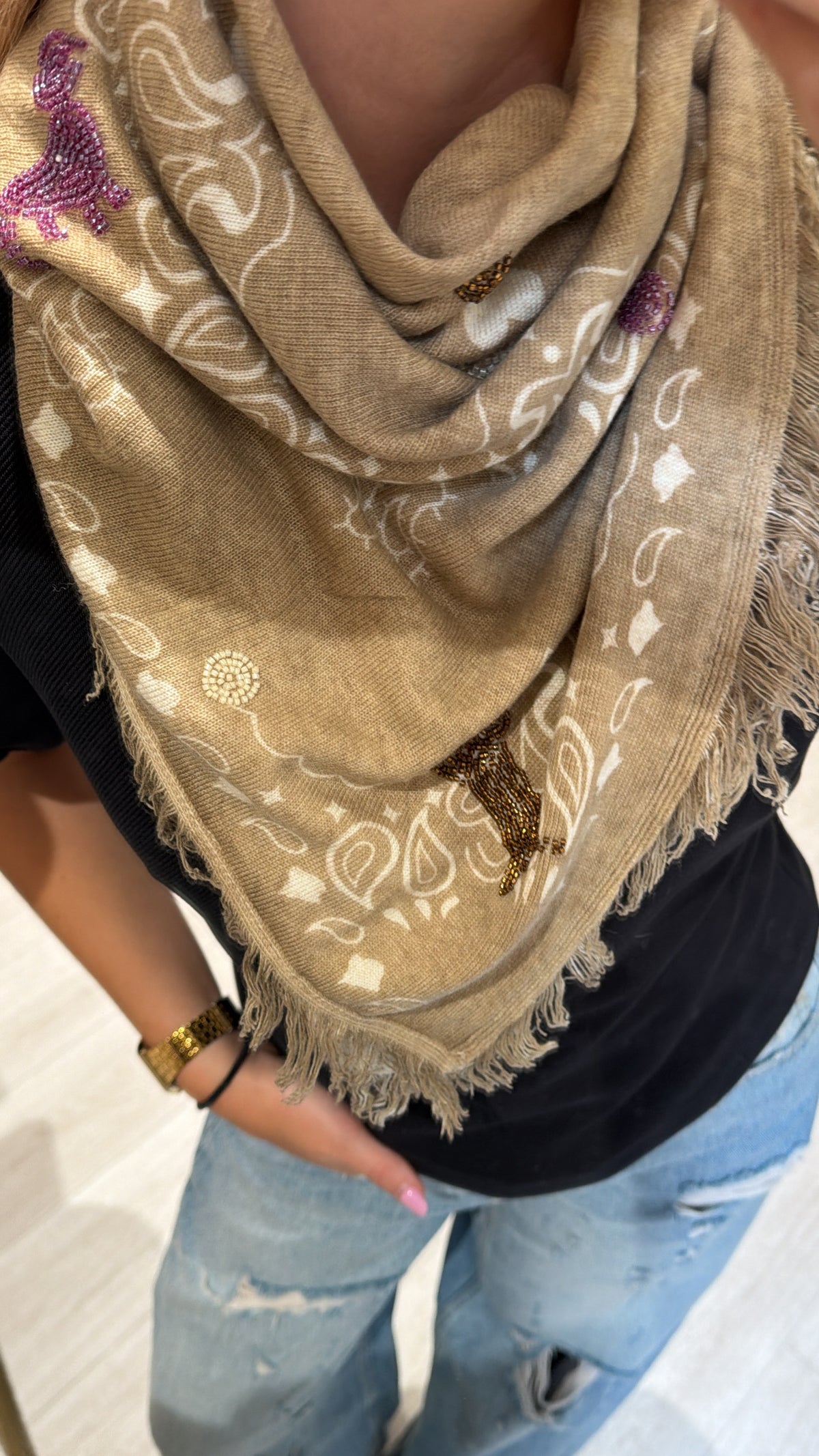 Foulard Bandana beige