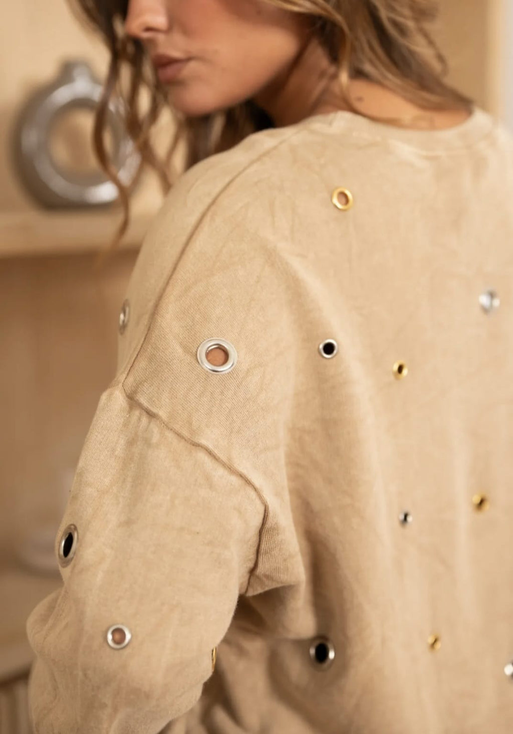 Sweat coupe loose Beige