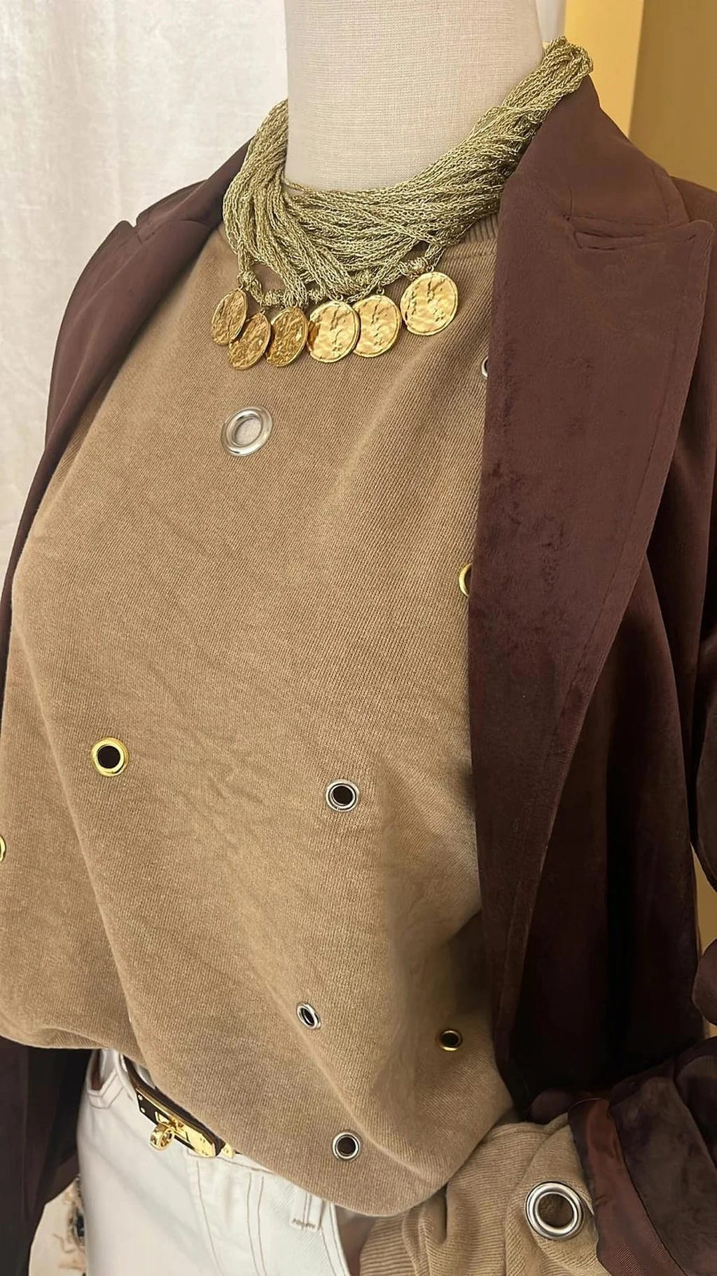 Sweat coupe loose Beige