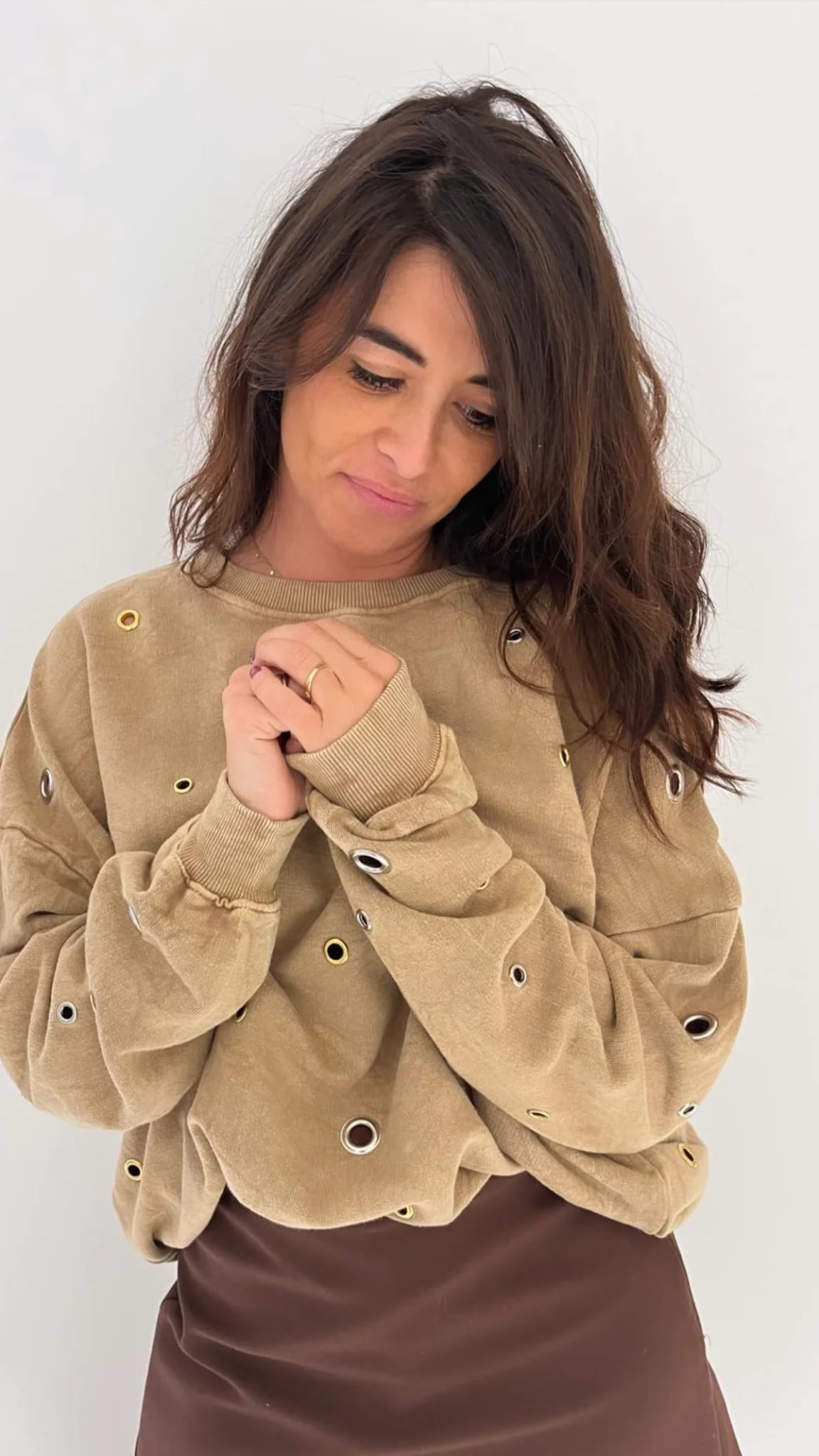 Sweat coupe loose Beige