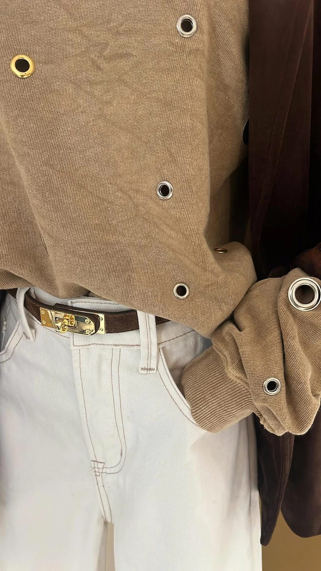 Sweat coupe loose Beige