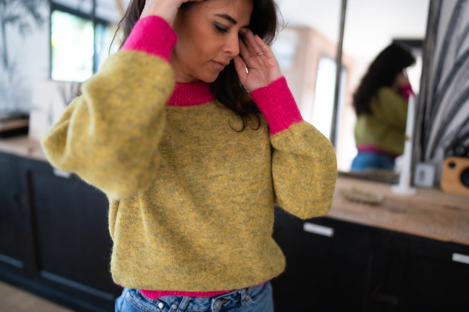 Pull Sonia vert/rose