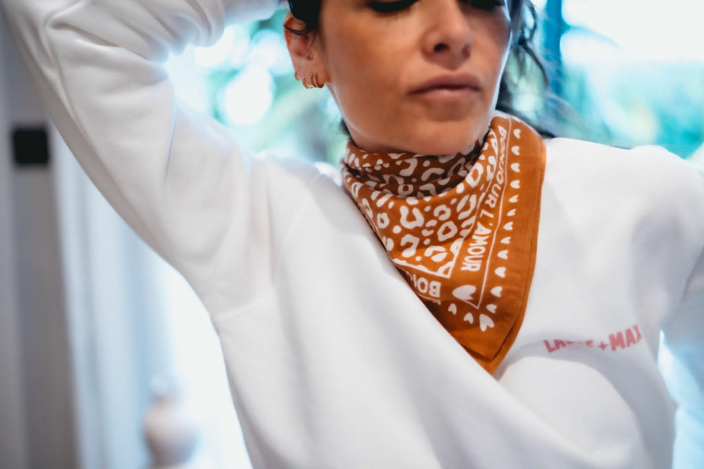 Petit Foulard Léo blanc/Marron