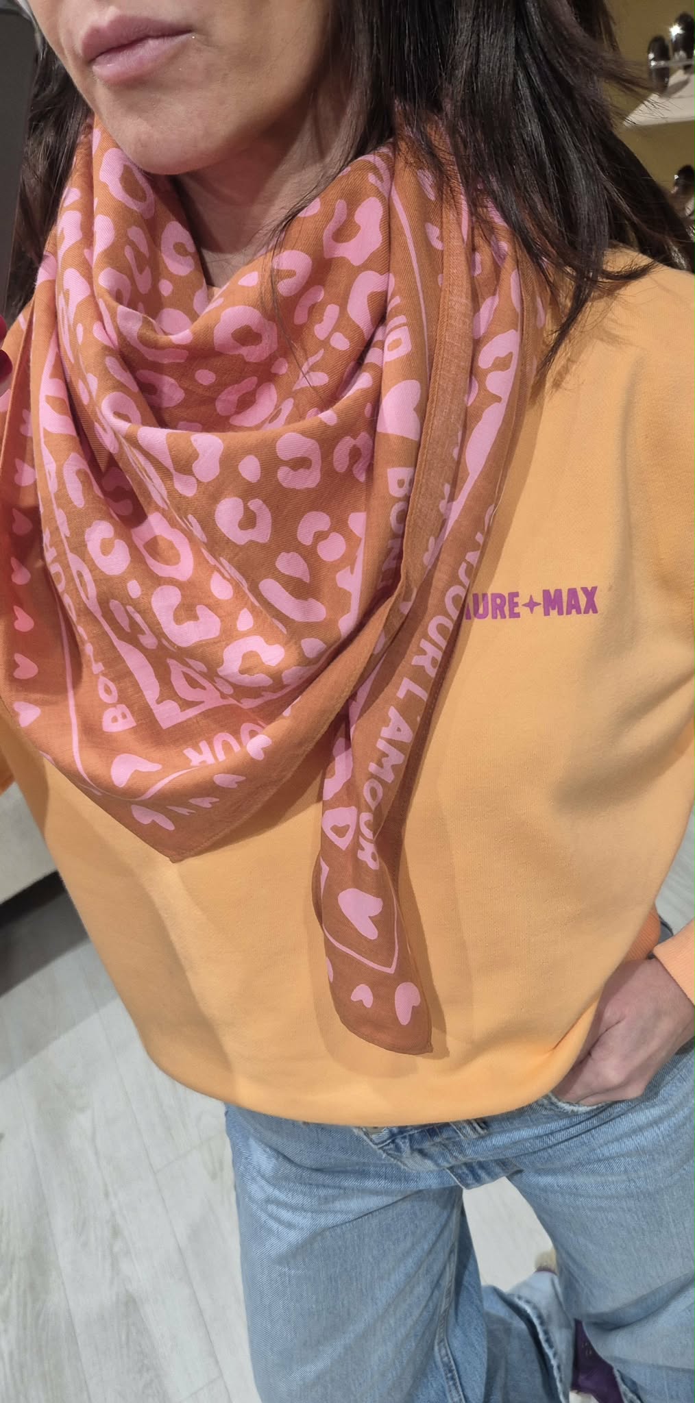 Grand Foulard Léo Rose/Marron