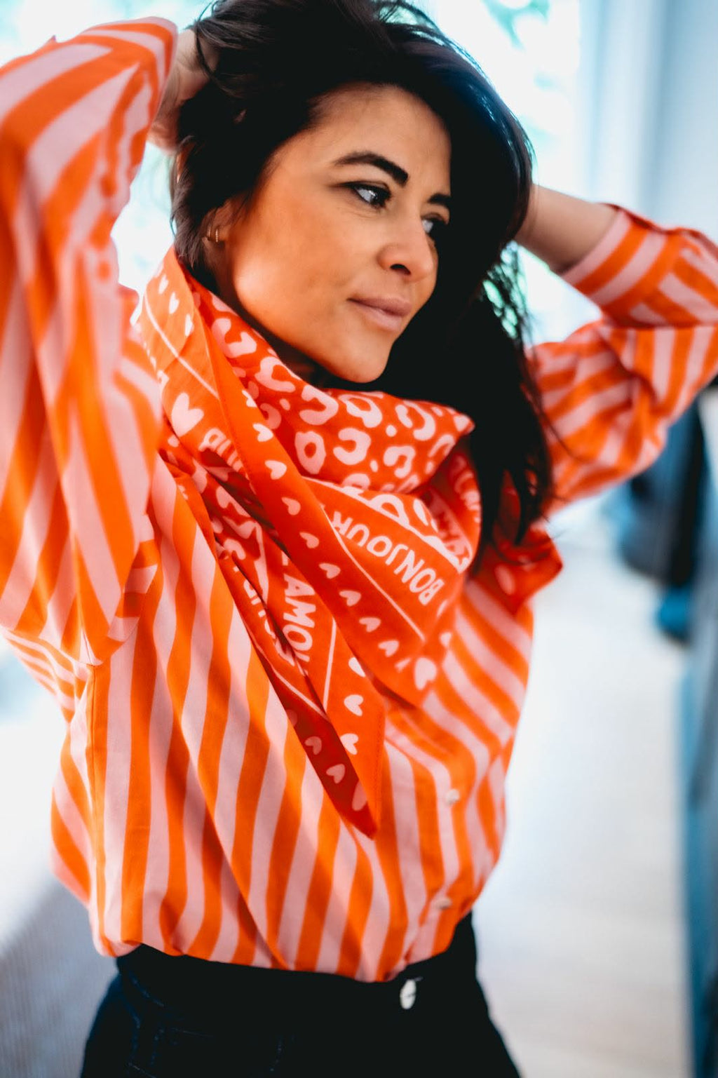 Grand Foulard Léo Rose/Rouge