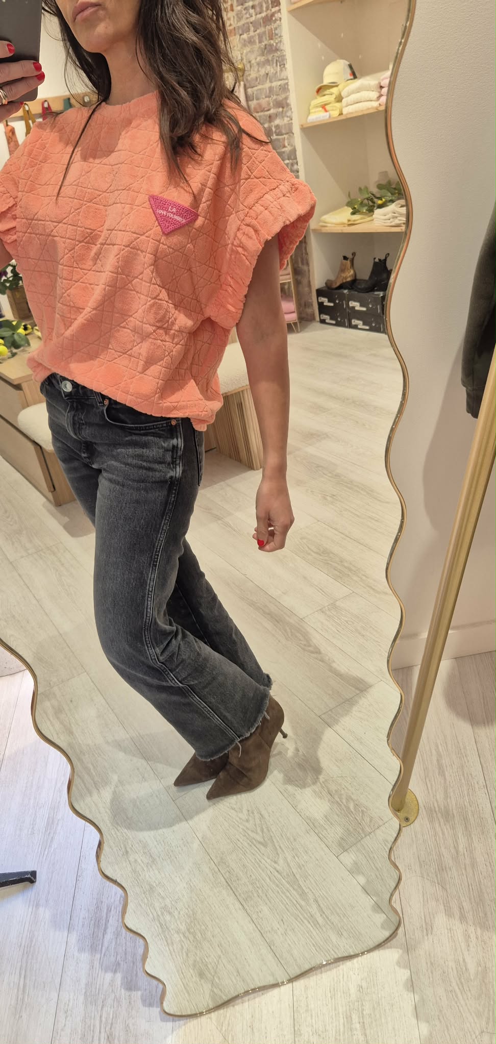 T shirt éponge orange corail