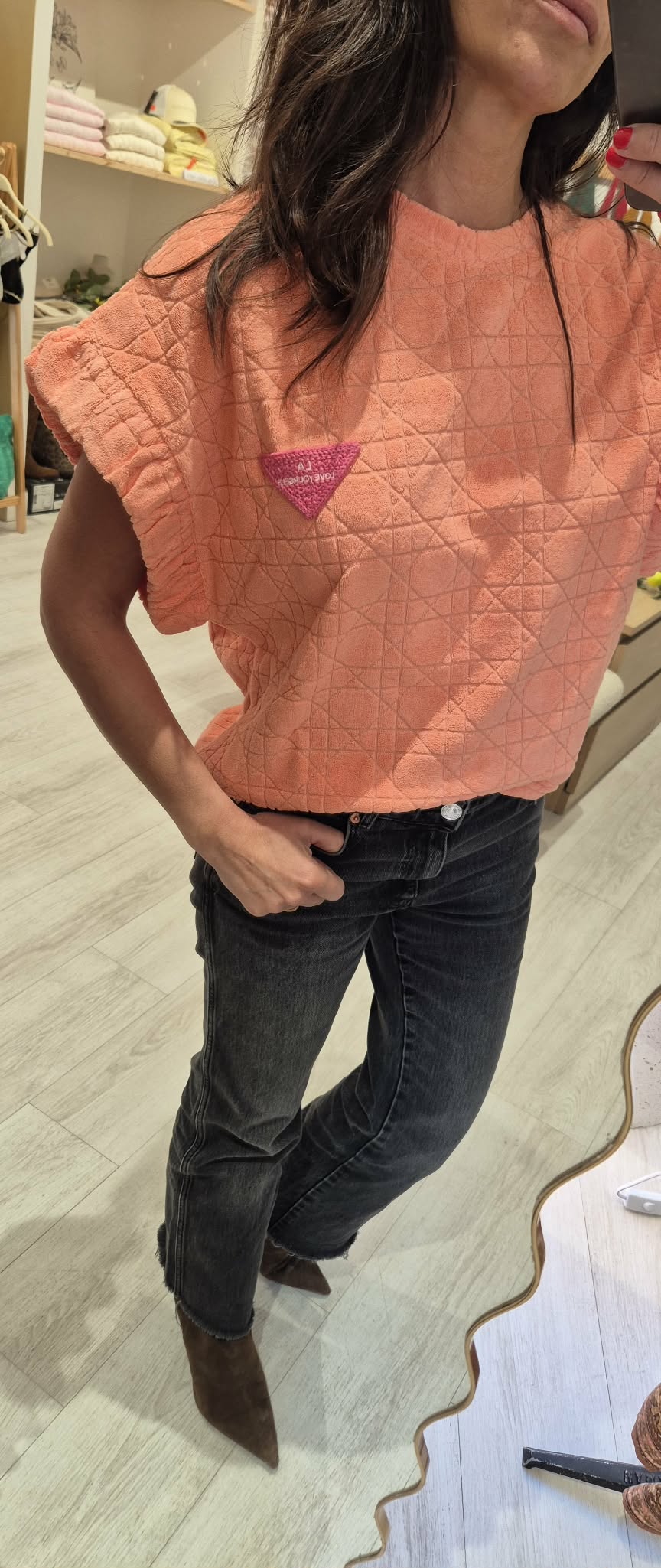 T shirt éponge orange corail