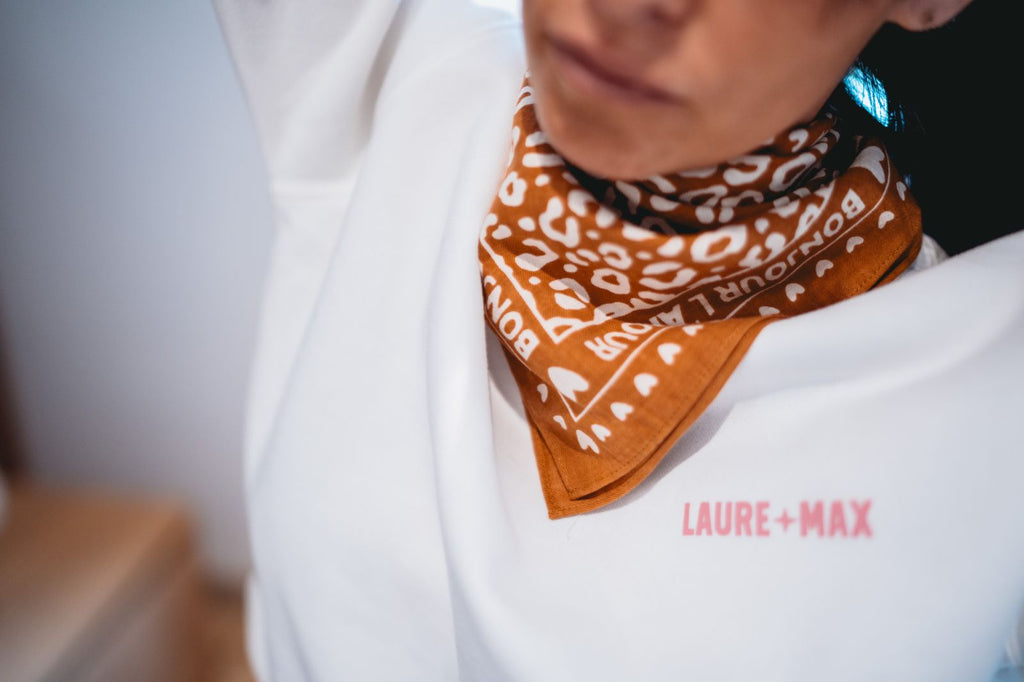 Petit Foulard Léo blanc/Marron